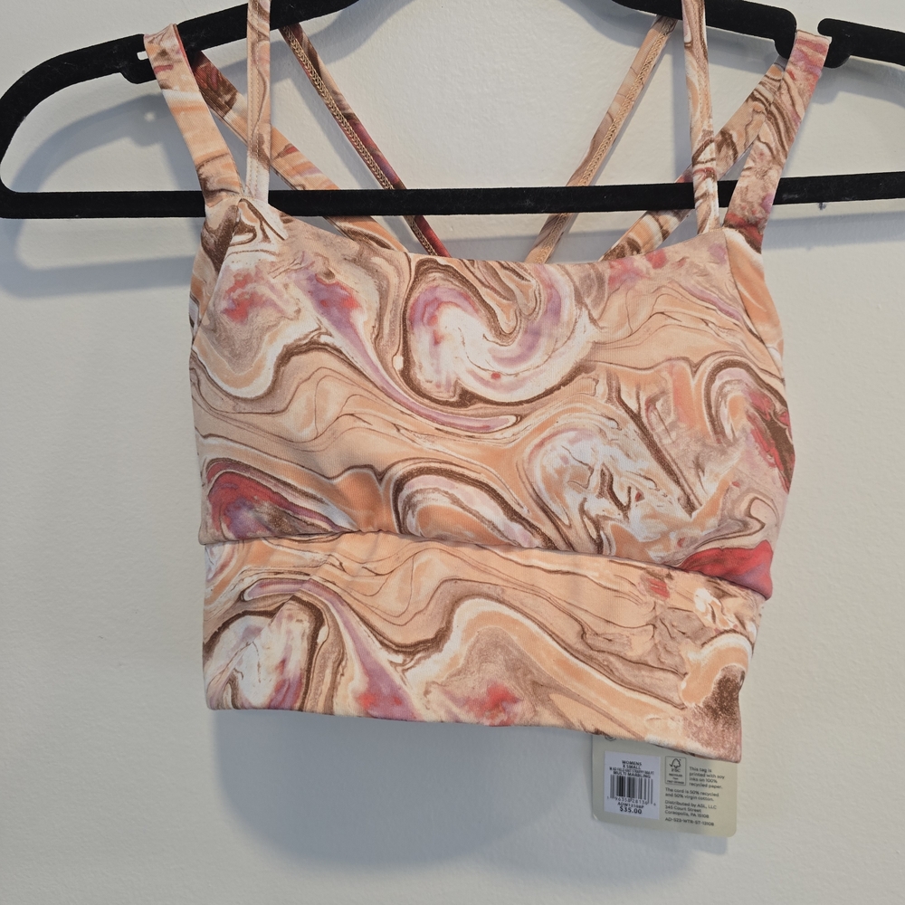 Alpine Design Marble Print Sports Bra - Pink and Brown Size XS And NWT.